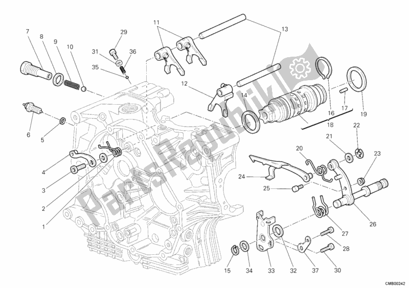 All parts for the Gear Change Mechanism of the Ducati Multistrada 1100 S 2009